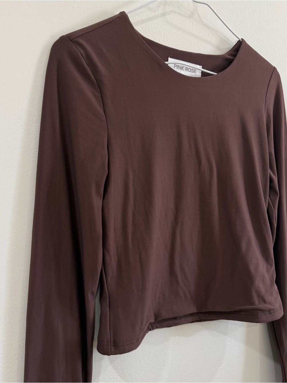 Women's Long-Sleeve Crewneck Top - Chocolate Brown